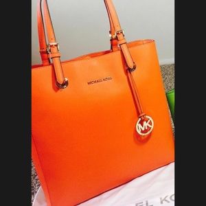 MK orange tote bag
